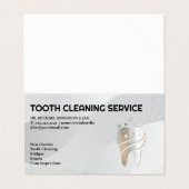 Glanzende metalen tand Logo | tandheelkunde Visitekaartjes (Buitenkant ongevouwen)