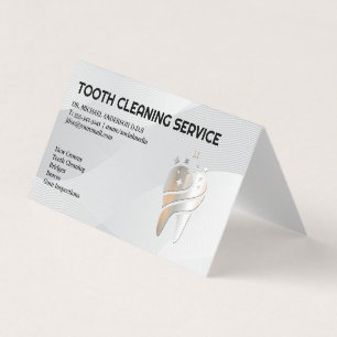 Glanzende metalen tand Logo tandheelkunde Visitekaartjes
