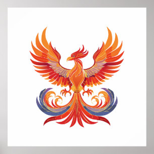Glanzende mythologische Fantasy Phoenix-vogel Poster