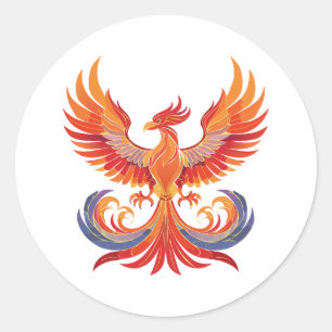 Glanzende mythologische Fantasy Phoenix-vogel Ronde Sticker