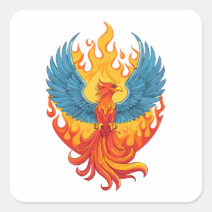 Glanzende mythologische Fantasy Phoenix-vogel Vierkante Sticker