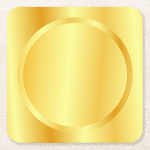 Glanzende namaak gouden metalen uitstraling elegan vierkante kartonnen onderzetter