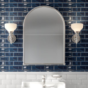 Glanzende Navy Blauwe Subway-tegel Behang
