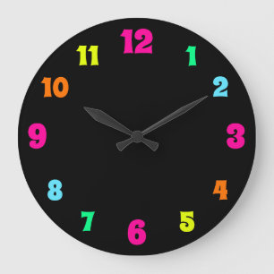 Glanzende Neon met kleurnummers op zwart Grote Klok