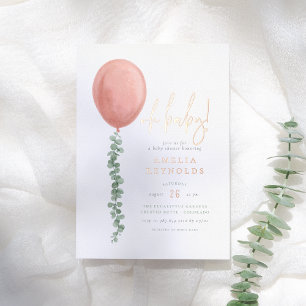 Glanzende Oh Baby Eucalyptus Ballon Baby Meisje Sh Folie Uitnodiging