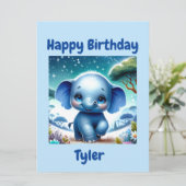 Glanzende Olifant Onder een Sterrenhemel Kaart (Staand voorkant)