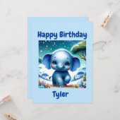 Glanzende Olifant Onder een Sterrenhemel Kaart (Voorkant / Achterkant in situ)