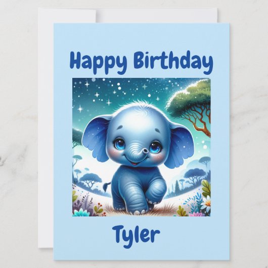 Glanzende Olifant Onder een Sterrenhemel Kaart (Voorkant)