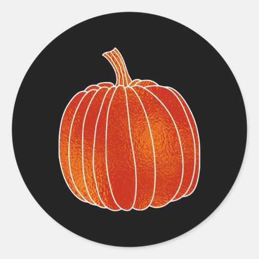 Glanzende Oranje herfst pompoen zwart ELKE KLEUR g Ronde Sticker (Voorkant)