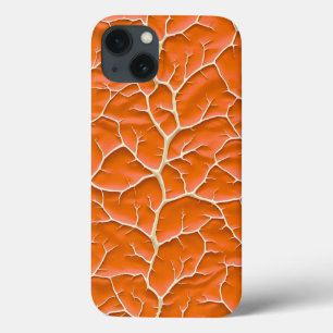 Glanzende oranje iPhone-hoes met taktextuur iPhone 13 Hoesje