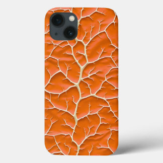 Glanzende oranje iPhone-hoes met taktextuur iPhone 13 Hoesje