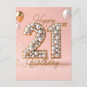 Glanzende Parels en Gouden Accenten 21e Verjaardag Briefkaart (Voorkant)
