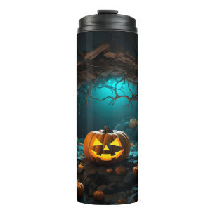 Glanzende Pompoen Halloween Thermosbeker