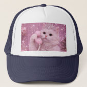 Glanzende Prinses Kat Gebruikt Roze Telefoon Trucker Pet (Voorkant)