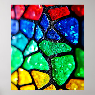 Glanzende Regenboog Glas Mozaïek Kunst Poster