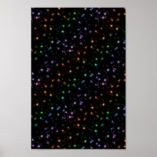Glanzende regenboogstralen in de ruimte poster