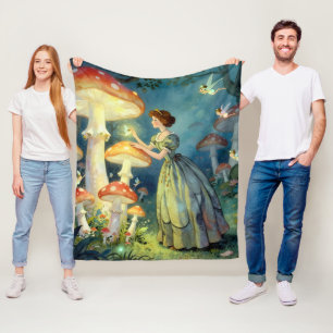 Glanzende reusachtige paddestoelentuin fleece deken