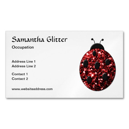 Glanzende rode glitters Lieveheersbeestje Lievehee Magnetisch Visitekaartje (Voorkant)