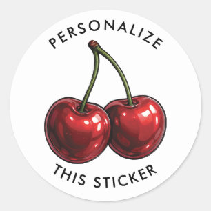 Glanzende rode kersen ronde sticker