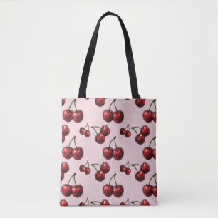Glanzende Rode Kersen Roze Retro Glamour Draagtas