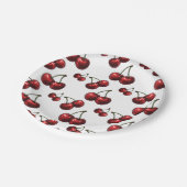 Glanzende Rode Kersen Witte Retro Feest Papieren Bordje (Gekanteld)