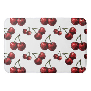 Glanzende rode kersen Witte Retro Glam Badmat