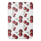 Glanzende rode kersen Witte Retro Glam Badmat (Voorkant Verticaal)