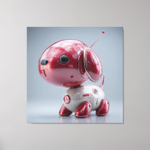 Glanzende Rode Robothond Canvas Afdruk