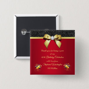 Glanzende, Romantische Elegante Verjaardag Bedankt Vierkante Button 5,1 Cm
