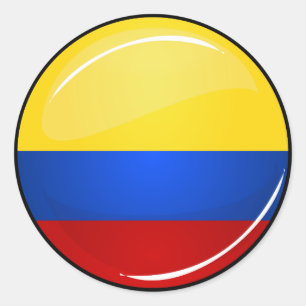 Glanzende ronde Colombiaanse vlag Ronde Sticker