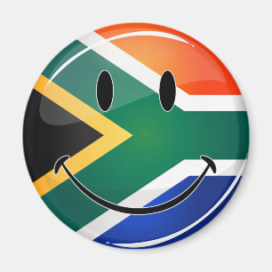 Glanzende Ronde Gelukkige Zuidafrikaanse Vlag Magneet