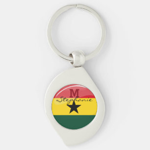 Glanzende Ronde Vlag Ghanian Sleutelhanger
