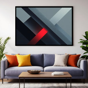 Glanzende Rood Abstracte Geometrische Kunst in Bet Poster