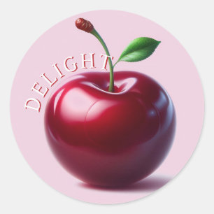 Glanzende Rood Kersen Delight Ronde Sticker