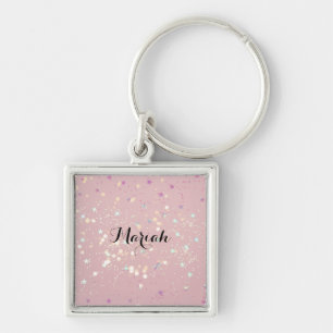 Glanzende roze achtergrond sleutelhanger