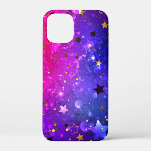 Glanzende Roze Blauwe Achtergrond iPhone 12 Mini Hoesje