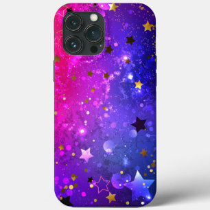 Glanzende roze blauwe achtergrond iPhone 13 pro max hoesje