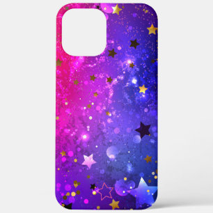 Glanzende roze blauwe achtergrond iPhone 12 pro max hoesje