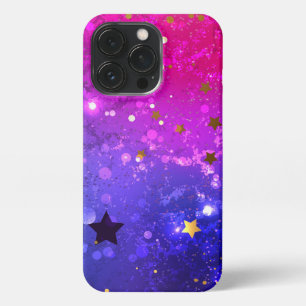 Glanzende roze blauwe achtergrond iPhone 13 pro hoesje