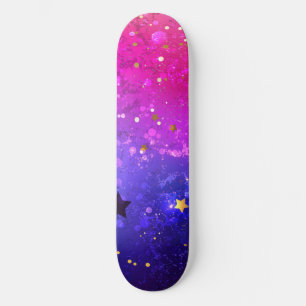 Glanzende Roze Blauwe Achtergrond Skateboard