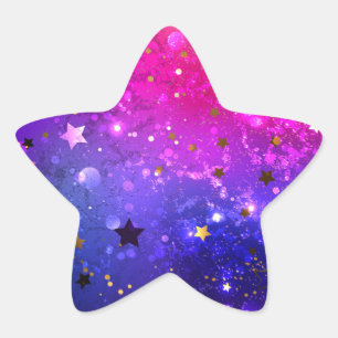 Glanzende roze blauwe achtergrond ster sticker