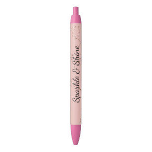 Glanzende Roze Blush Roze Goud Glitter Glans Zwarte Inkt Pen