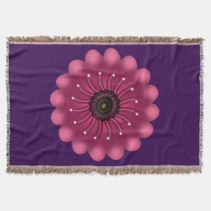 Glanzende Roze Fantasie Bloem Abstracte Neon Blo Deken