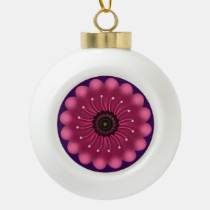 Glanzende Roze Fantasie Bloem Abstracte Neon Blo Keramische Bal Ornament
