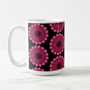 Glanzende Roze Fantasie Bloem Abstracte Neon Blo Koffiemok