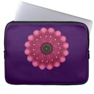 Glanzende Roze Fantasie Bloem Abstracte Neon Blo Laptop Sleeve