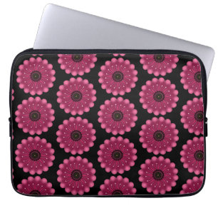 Glanzende Roze Fantasie Bloem   Abstracte Neon Blo Laptop Sleeve