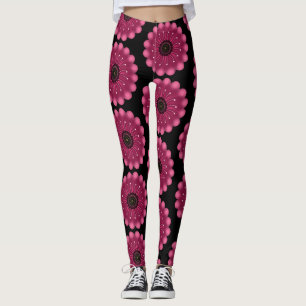 Glanzende Roze Fantasie Bloem Abstracte Neon Blo Leggings