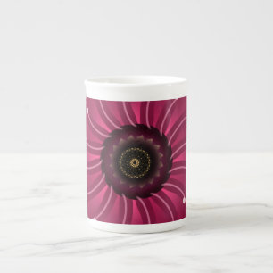 Glanzende Roze Fantasie Bloem Abstracte Neon Blo Porselein Kop
