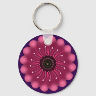 Glanzende Roze Fantasie Bloem Abstracte Neon Blo Sleutelhanger